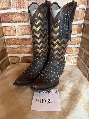 Old Gringo Navy and Gold Chevron Star Cowboy Boots “Tracy”